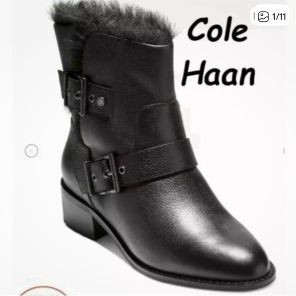 COLE HAAN NEELA SLIP ON LEATHER ANKLE BOOTS size 6.5